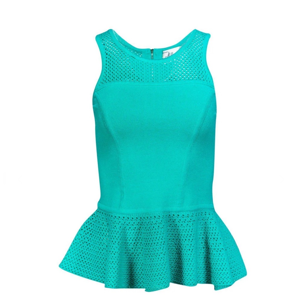 Milly Turquoise Peplum Crochet Blouse Vintage